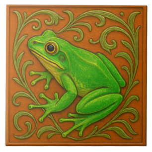 American Green Tree Frog - Keramik Tile Fliese