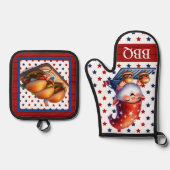 American GRILLEN Gnome Ofenhandschuh & Topflappen-Set (Vorderseite)