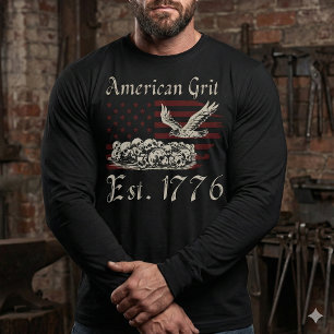 American Grit 1776 Schädel Langarmshirt Tri-Blend Shirt