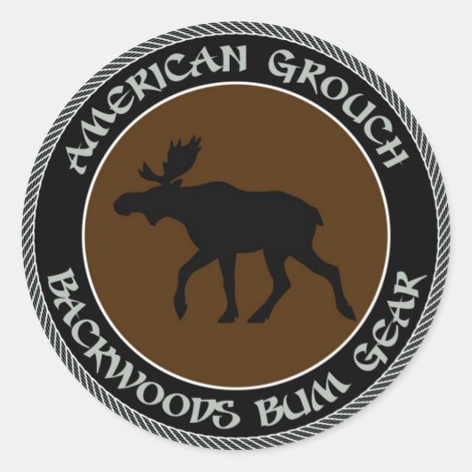 American Grouch Backwoods Bum Gear Runder Aufkleber (Vorderseite)