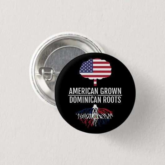 American Ground Dominican Roots National Flag Button (Vorne & Hinten)