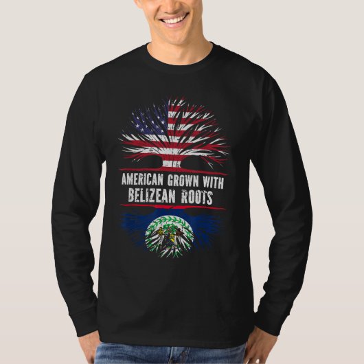 American Ground mit Belizean Roots USA Flag Belize T-Shirt (Vorderseite)