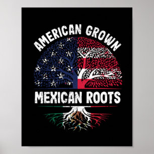 American Grove Mexican Roots USA Mexico Flag Poster