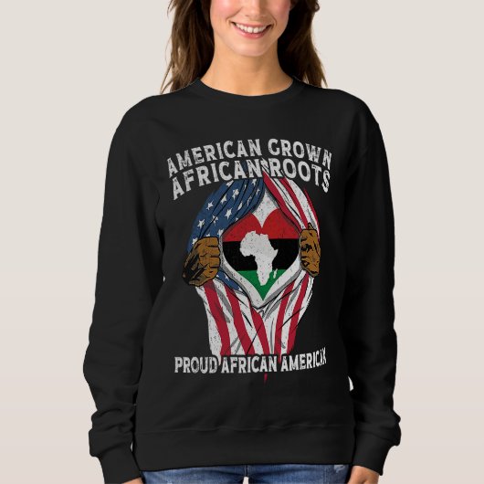 American Grown African Roots USA African Flag Patr Sweatshirt (Vorderseite)