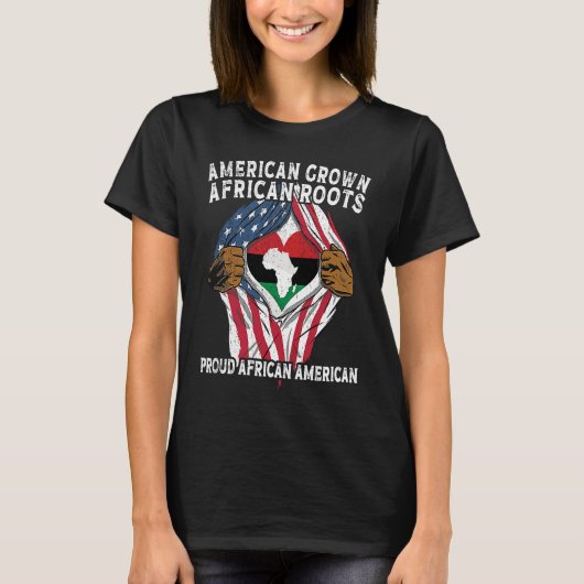 American Grown African Roots USA African Flag Patr T-Shirt (Vorderseite)