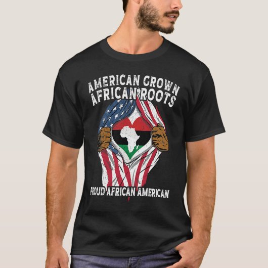 American Grown African Roots USA African Flag Patr T-Shirt (Vorderseite)