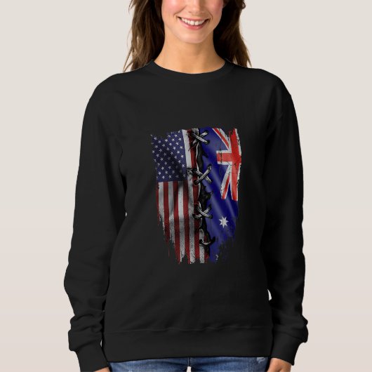 American Grown Australian Roots USA Australia Flag Sweatshirt (Vorderseite)