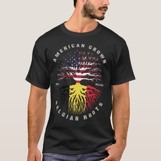American Grown Belgium Roots Belgien-Flagge T-Shirt (Vorderseite)
