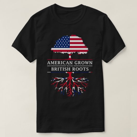 American Grown British Roots Großbritannien Union T-Shirt (Design vorne)