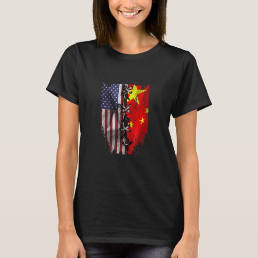American Grown Chinese Roots USA China Flag T-Shirt (Vorderseite)