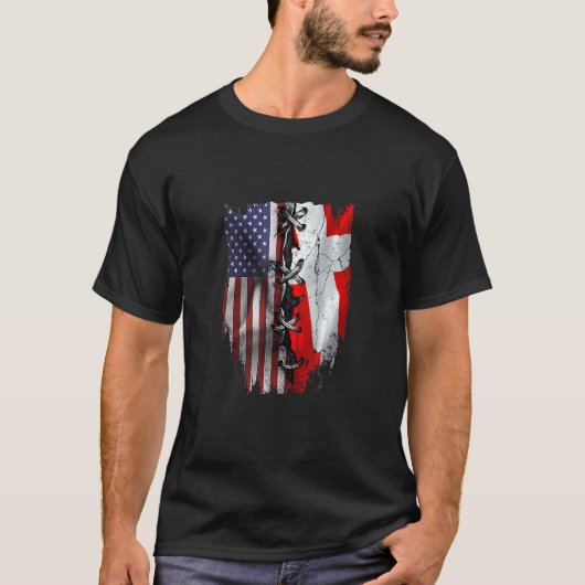 American Grown Danish Roots USA Dänemark Flagge T-Shirt (Vorderseite)