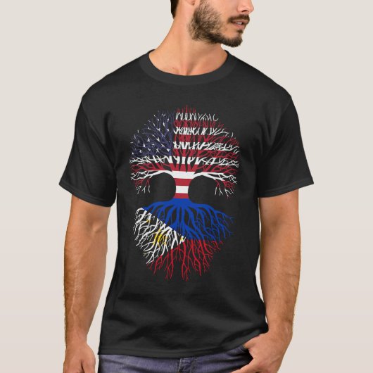 American Grown Filipino Roots Philippines Flag T-Shirt (Vorderseite)