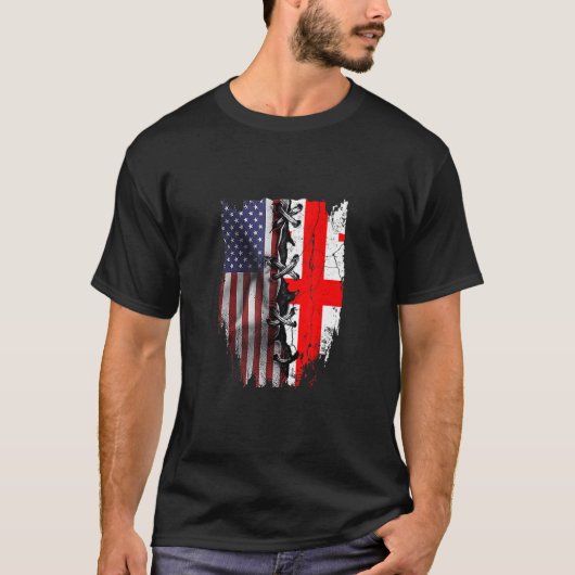 American Grown Georgian Roots USA Georgia Flag T-Shirt (Vorderseite)