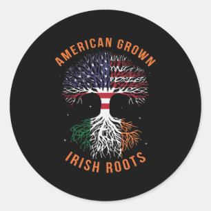 American Grown Irish Roots America Ireland Flag Runder Aufkleber