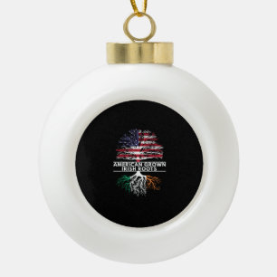 American Grown Irish Roots Flag Ireland ST. PATRIC Keramik Kugel-Ornament