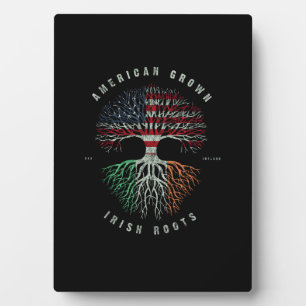 American Grown Irish Roots Ireland Flag Vintag Gr Fotoplatte