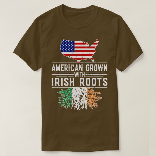 American Grown Irish Roots Pride Irland T-Shirt (Design vorne)