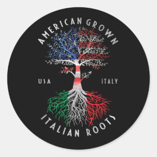 American Grown Italian Roots Italy Flag National Runder Aufkleber