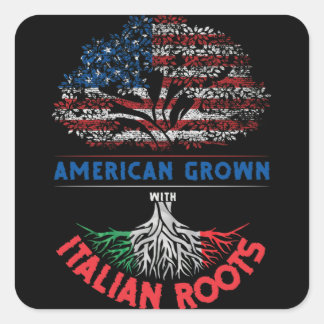 American Grown Italian Roots USA Flag Venezuela Quadratischer Aufkleber