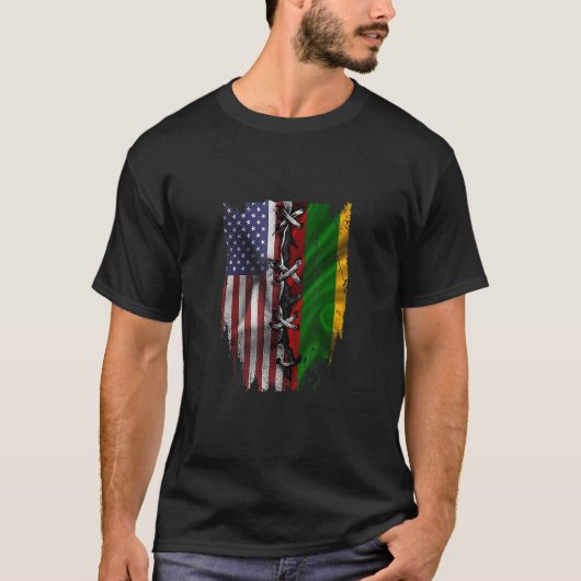 American Grown Lithuanian Roots USA Lithuania Flag T-Shirt (Vorderseite)