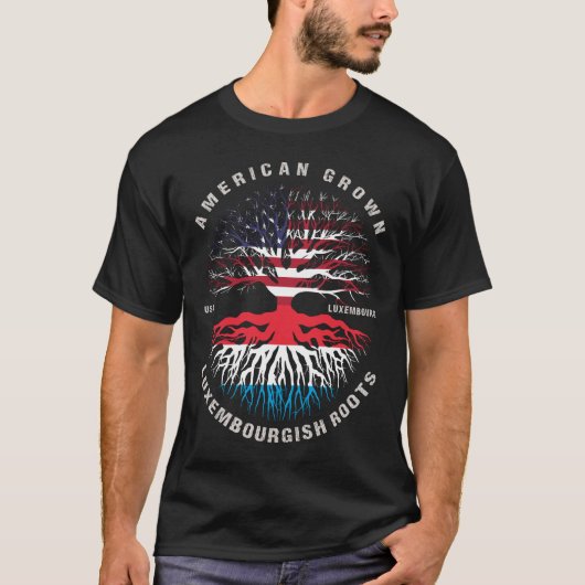 American Grown Luxembourg Roots Luxembourg Flag T-Shirt (Vorderseite)