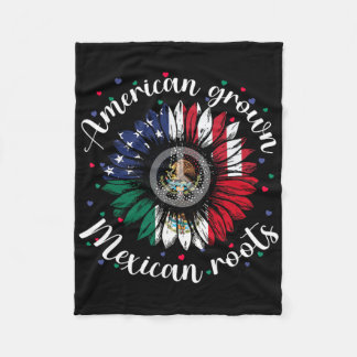 American Grown Mexican Roots Cinco De Mayo Sunflow Fleecedecke
