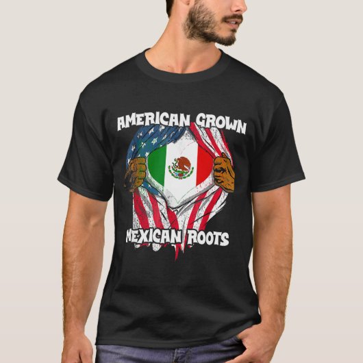 American Grown Mexican Roots Mexico Country Lover T-Shirt (Vorderseite)