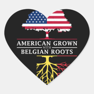 American Grown mit belgischem Roots Belgium Design Herz-Aufkleber