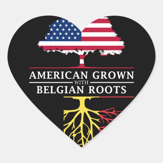 American Grown mit belgischem Roots Belgium Design Herz-Aufkleber (Vorderseite)