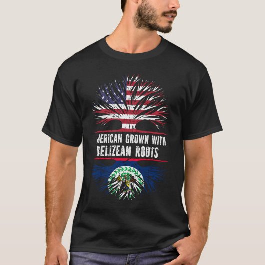 American Grown mit Belizean Roots USA Flag T-Shirt (Vorderseite)