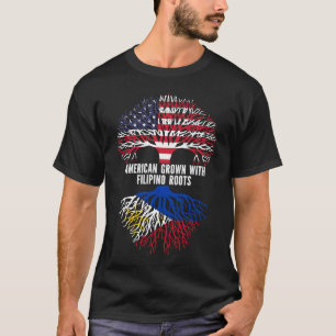 American Grown mit FIlipino Roots USA Flag T-Shirt