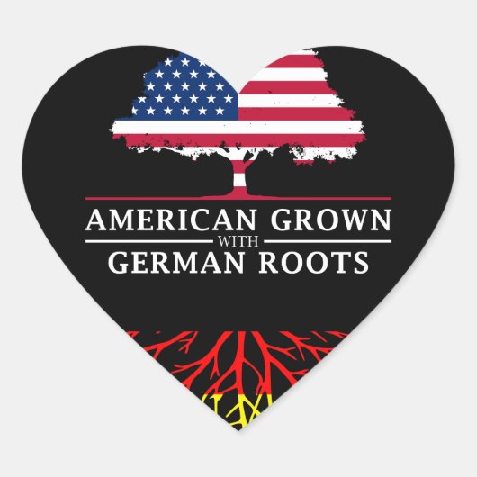 American Grown mit German Roots Germany Design Herz-Aufkleber (Vorderseite)