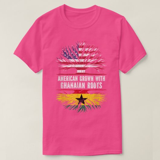 American Grown mit Ghanaian Roots USA Flag Ghana T-Shirt (Design vorne)