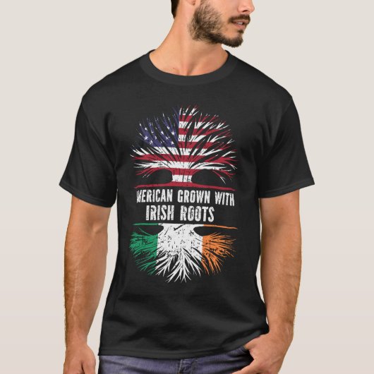 American Grown mit Irish Roots USA Flag T-Shirt (Vorderseite)