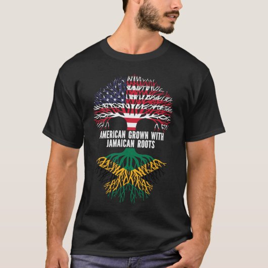 American Grown mit jamaican Roots USA Flag T-Shirt (Vorderseite)