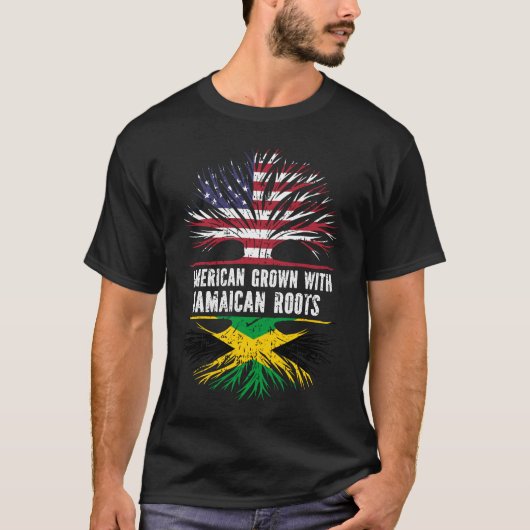 American Grown mit jamaican Roots USA Flag T-Shirt (Vorderseite)