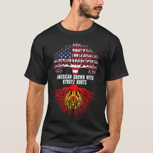 American Grown mit Kirgiz Roots USA Flag T-Shirt (Vorderseite)