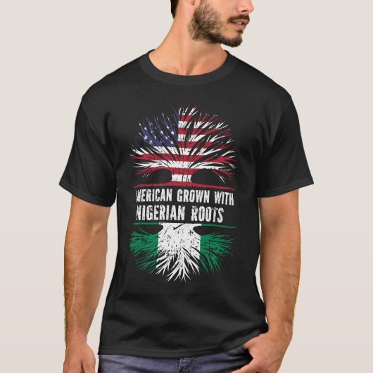 American Grown mit nigerianischer Roots USA Flag T-Shirt (Vorderseite)