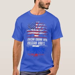 American Grown mit Russian Roots USA Flag Russland T-Shirt