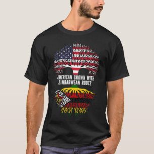 American Grown mit simbabwean Roots USA Flag T-Shirt