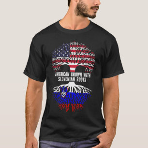 American Grown mit slowenischer Roots-USA-Flagge T-Shirt