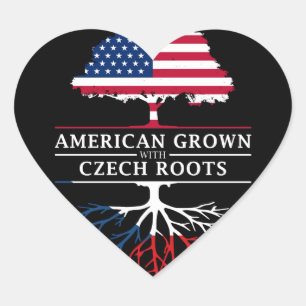 American Grown mit Tschechische Republik Roots Herz-Aufkleber