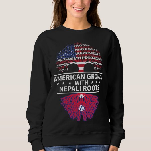American Grown Nepali Roots  Nepal Flag Sweatshirt (Vorderseite)