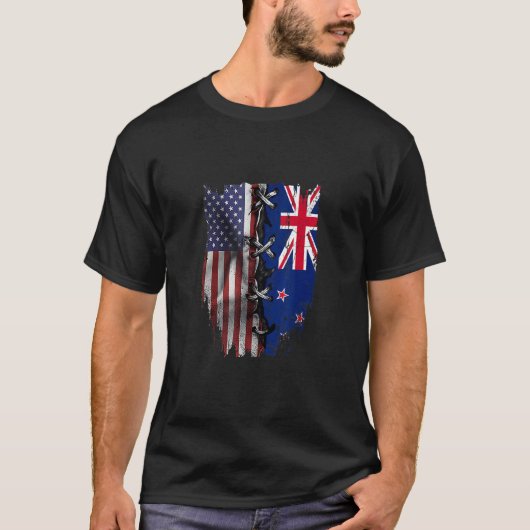 American Grown New Zealand Roots USA New Zealand F T-Shirt (Vorderseite)