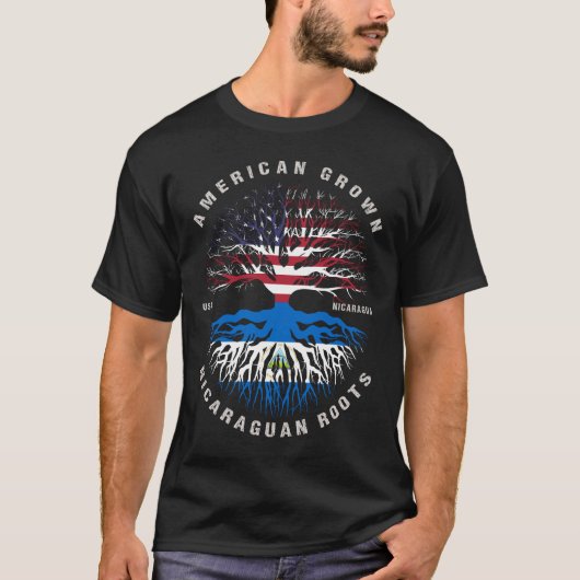 American Grown Nicaraguan Roots Nicaragua Flag T-Shirt (Vorderseite)