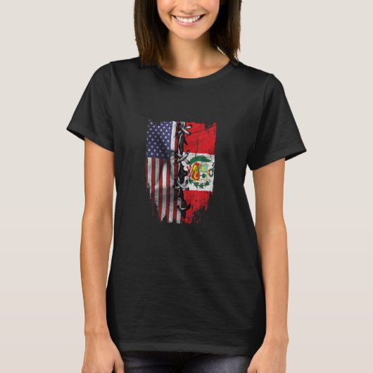 American Grown Peruvian Roots USA Peru Flag T-Shirt (Vorderseite)