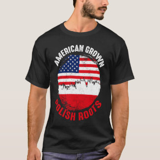 American Grown Polish Roots Vintag Flags for Men T-Shirt