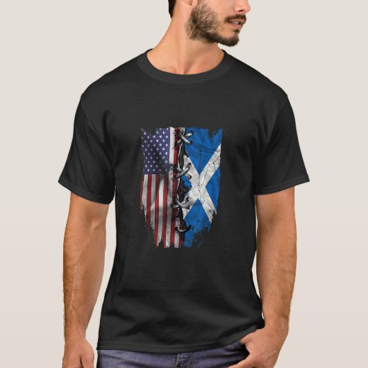 American Grown Scottish Roots USA Scotland Flag T-Shirt (Vorderseite)