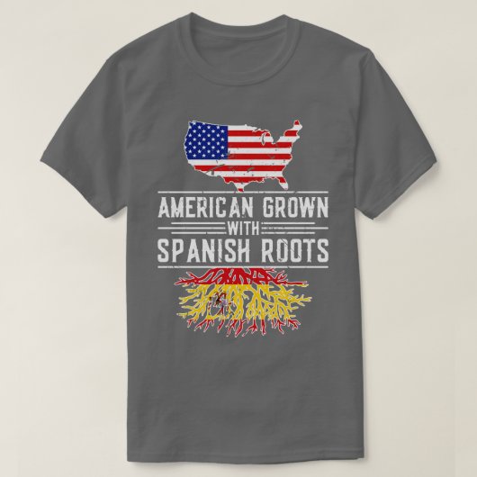 American Grown Spanish Roots Pride Spanien T-Shirt (Design vorne)