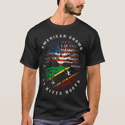 American Grown St Kitts Roots Saint Kitts Flag T-Shirt (Vorderseite)